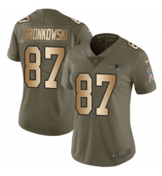 Womens Nike New England Patriots 87 Rob Gronkowski Limited OliveGold 2017 Salute to Service NFL Jersey Womens Nike New England Patriots 87 Rob Gronkowski Limited OliveGold 2017 Salute to Service NFL Jersey