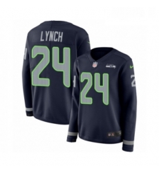 Womens Nike Seattle Seahawks 24 Marshawn Lynch Limited Navy Blue Therma Long Sleeve NFL Jersey Womens Nike Seattle Seahawks 24 Marshawn Lynch Limited Navy Blue Therma Long Sleeve NFL Jersey