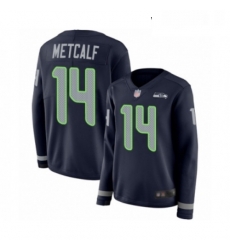 Womens Seattle Seahawks 14 DK Metcalf Limited Navy Blue Therma Long Sleeve Football Jersey Womens Seattle Seahawks 14 DK Metcalf Limited Navy Blue Therma Long Sleeve Football Jersey