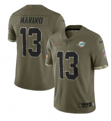 Men Miami Dolphins 13 Dan Marino Olive 2022 Salute To Service Limited Stitched Jersey Men Miami Dolphins 13 Dan Marino Olive 2022 Salute To Service Limited Stitched Jersey
