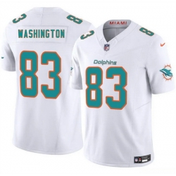 Men Miami Dolphins 83 Tahj Washington White 2025 F U S E  Vapor Limited Stitched Football Jersey