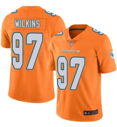 Dolphins 97 Christian Wilkins Orange Youth Stitched Football Limited Rush Jersey Dolphins 97 Christian Wilkins Orange Youth Stitched Football Limited Rush Jersey