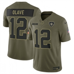 Men New Orleans Saints 12 Chris Olave Olive 2025 Salute to Service Limited Stitched Football Jersey