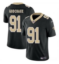 Men New Orleans Saints 91 Davon Godchaux Black 2025 Vapor Limited Stitched Football Jersey