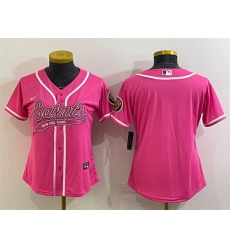 Women New Orleans Saints Blank Pink With Patch Cool Base Stitched Baseball Jersey Women New Orleans Saints Blank Pink With Patch Cool Base Stitched Baseball Jersey