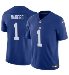 Men New York Giants 1 Malik Nabers Royal Football Stitched Vapor Limited Jersey Men New York Giants 1 Malik Nabers Royal Football Stitched Vapor Limited Jersey