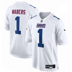 Men New York Giants Malik Nabers #1 Nike Tundra White Fashion Jersey