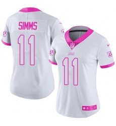 Nike Giants #11 Phil Simms White Pink Womens Stitched NFL Limited Rush Fashion Jersey Nike Giants #11 Phil Simms White Pink Womens Stitched NFL Limited Rush Fashion Jersey