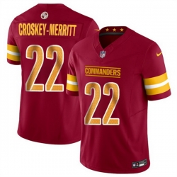 Men Washington Commanders 22 Jacory Croskey Merritt Burgundy 2025 Draft F U S E  Vapor Limited Stitched Football Jersey