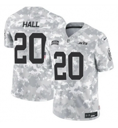 Men New York Jets 20 Breece Hall 2024 F U S E Arctic Camo Salute To Service Limited Stitched Football Jersey Men New York Jets 20 Breece Hall 2024 F U S E Arctic Camo Salute To Service Limited Stitched Football Jersey