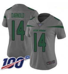 Jets #14 Sam Darnold Gray Women Stitched Football Limited Inverted Legend 100th Season Jersey Jets #14 Sam Darnold Gray Women Stitched Football Limited Inverted Legend 100th Season Jersey