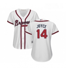 Womens Atlanta Braves 14 Matt Joyce Replica White Home Cool Base Baseball Jersey Womens Atlanta Braves 14 Matt Joyce Replica White Home Cool Base Baseball Jersey