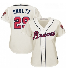 Womens Majestic Atlanta Braves 29 John Smoltz Replica Cream Alternate 2 Cool Base MLB Jersey Womens Majestic Atlanta Braves 29 John Smoltz Replica Cream Alternate 2 Cool Base MLB Jersey