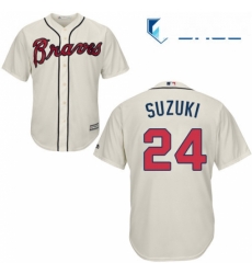 Youth Majestic Atlanta Braves 24 Kurt Suzuki Replica Cream Alternate 2 Cool Base MLB Jersey Youth Majestic Atlanta Braves 24 Kurt Suzuki Replica Cream Alternate 2 Cool Base MLB Jersey