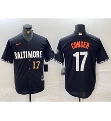 Men Baltimore Orioles 17 Colton Cowser Black 2023 City Connect Cool Base Stitched Baseball Jersey 2 Men Baltimore Orioles 17 Colton Cowser Black 2023 City Connect Cool Base Stitched Baseball Jersey 2