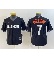 Youth Baltimore Orioles 7 Jackson Holliday Black 2023 City Connect Cool base jerseys Youth Baltimore Orioles 7 Jackson Holliday Black 2023 City Connect Cool base jerseys