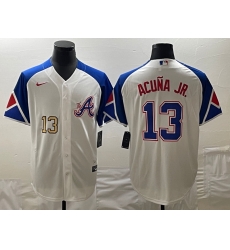 MLB Braves 13 Ronald Acuna White City Connect Cool Base Men Jersey MLB Braves 13 Ronald Acuna White City Connect Cool Base Men Jersey