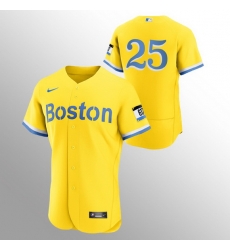 Men Boston Red Sox 25 Kevin Plawecki Men Nike 2021 City Connect Gold Authentic MLB Jersey No Name Men Boston Red Sox 25 Kevin Plawecki Men Nike 2021 City Connect Gold Authentic MLB Jersey No Name