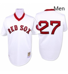 Mens Mitchell and Ness Boston Red Sox 27 Carlton Fisk Replica White Throwback MLB Jersey Mens Mitchell and Ness Boston Red Sox 27 Carlton Fisk Replica White Throwback MLB Jersey
