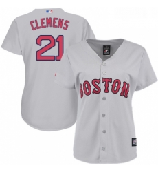 Womens Majestic Boston Red Sox 21 Roger Clemens Replica Grey Road MLB Jersey Womens Majestic Boston Red Sox 21 Roger Clemens Replica Grey Road MLB Jersey