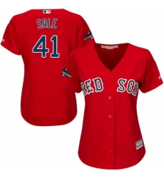 Womens Majestic Boston Red Sox 41 Chris Sale Authentic Red Alternate Home 2018 World Series Champions MLB Jersey Womens Majestic Boston Red Sox 41 Chris Sale Authentic Red Alternate Home 2018 World Series Champions MLB Jersey