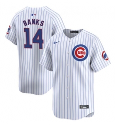 Men Chicago Cubs 14 Ernie Banks White Home Limited Stitched Baseball Jersey Men Chicago Cubs 14 Ernie Banks White Home Limited Stitched Baseball Jersey