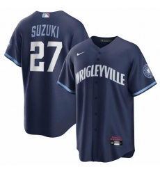 Men Chicago Cubs 27 Seiya Suzuki Navy City Connect Cool Base Stitched Baseball Jersey Men Chicago Cubs 27 Seiya Suzuki Navy City Connect Cool Base Stitched Baseball Jersey
