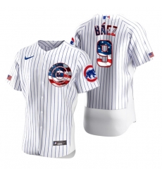 Men Chicago Cubs 9 Javier Baez White USA Flag Fashion Nike Cool Base Jersey Men Chicago Cubs 9 Javier Baez White USA Flag Fashion Nike Cool Base Jersey