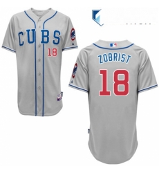 Mens Majestic Chicago Cubs 18 Ben Zobrist Authentic Grey Alternate Road Cool Base MLB Jersey Mens Majestic Chicago Cubs 18 Ben Zobrist Authentic Grey Alternate Road Cool Base MLB Jersey