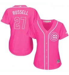 Womens Majestic Chicago Cubs 27 Addison Russell Replica Pink Fashion MLB Jersey Womens Majestic Chicago Cubs 27 Addison Russell Replica Pink Fashion MLB Jersey