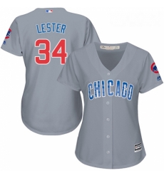 Womens Majestic Chicago Cubs 34 Jon Lester Authentic Grey Road MLB Jersey Womens Majestic Chicago Cubs 34 Jon Lester Authentic Grey Road MLB Jersey