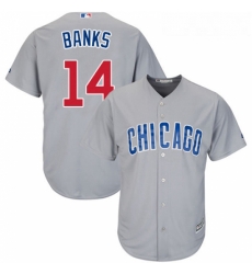 Youth Majestic Chicago Cubs 14 Ernie Banks Replica Grey Road Cool Base MLB Jersey Youth Majestic Chicago Cubs 14 Ernie Banks Replica Grey Road Cool Base MLB Jersey