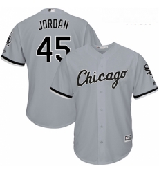 Mens Majestic Chicago White Sox 45 Michael Jordan Replica Grey Road Cool Base MLB Jersey