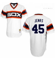 Mens Mitchell and Ness 1983 Chicago White Sox 45 Bobby Jenks Authentic White Throwback MLB Jersey Mens Mitchell and Ness 1983 Chicago White Sox 45 Bobby Jenks Authentic White Throwback MLB Jersey