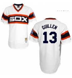 Mens Mitchell and Ness Chicago White Sox 13 Ozzie Guillen Authentic White Throwback MLB Jersey Mens Mitchell and Ness Chicago White Sox 13 Ozzie Guillen Authentic White Throwback MLB Jersey