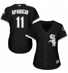 Womens Majestic Chicago White Sox 11 Luis Aparicio Replica Black Alternate Home Cool Base MLB Jersey Womens Majestic Chicago White Sox 11 Luis Aparicio Replica Black Alternate Home Cool Base MLB Jersey
