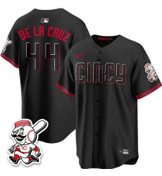 Men Cincinnati Reds 44 Elly De La Cruz Black City Connect With Patch Limited Stitched Baseball Jersey Men Cincinnati Reds 44 Elly De La Cruz Black City Connect With Patch Limited Stitched Baseball Jersey