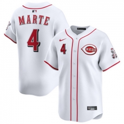 Men Cincinnati Reds Nike White Home Limited Custom Jersey Marte Noelvi 4