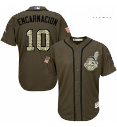 Mens Majestic Cleveland Indians 10 Edwin Encarnacion Replica Green Salute to Service MLB Jersey Mens Majestic Cleveland Indians 10 Edwin Encarnacion Replica Green Salute to Service MLB Jersey