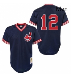 Mens Mitchell and Ness Cleveland Indians 12 Francisco Lindor Authentic Blue Throwback MLB Jersey Mens Mitchell and Ness Cleveland Indians 12 Francisco Lindor Authentic Blue Throwback MLB Jersey