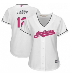 Womens Majestic Cleveland Indians 12 Francisco Lindor Authentic White Mothers Day Cool Base MLB Jersey Womens Majestic Cleveland Indians 12 Francisco Lindor Authentic White Mothers Day Cool Base MLB Jersey
