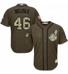 Youth Majestic Cleveland Indians 46 Matt Belisle Replica Green Salute to Service MLB Jersey Youth Majestic Cleveland Indians 46 Matt Belisle Replica Green Salute to Service MLB Jersey