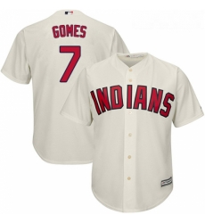 Youth Majestic Cleveland Indians 7 Yan Gomes Authentic Cream Alternate 2 Cool Base MLB Jersey