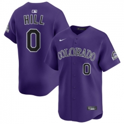 Men Colorado Rockies Nike Purple Alternate Limited Jersey Hill Jaden 0