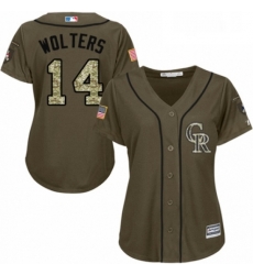 Womens Majestic Colorado Rockies 14 Tony Wolters Authentic Green Salute to Service MLB Jersey Womens Majestic Colorado Rockies 14 Tony Wolters Authentic Green Salute to Service MLB Jersey