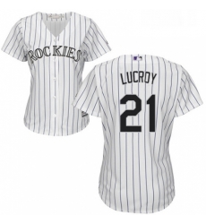 Womens Majestic Colorado Rockies 21 Jonathan Lucroy Replica White Home Cool Base MLB Jersey Womens Majestic Colorado Rockies 21 Jonathan Lucroy Replica White Home Cool Base MLB Jersey