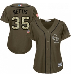 Womens Majestic Colorado Rockies 35 Chad Bettis Replica Green Salute to Service MLB Jersey Womens Majestic Colorado Rockies 35 Chad Bettis Replica Green Salute to Service MLB Jersey