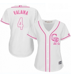 Womens Majestic Colorado Rockies 4 Pat Valaika Authentic White Fashion Cool Base MLB Jersey Womens Majestic Colorado Rockies 4 Pat Valaika Authentic White Fashion Cool Base MLB Jersey