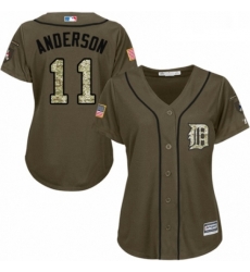 Womens Majestic Detroit Tigers 11 Sparky Anderson Authentic Green Salute to Service MLB Jersey Womens Majestic Detroit Tigers 11 Sparky Anderson Authentic Green Salute to Service MLB Jersey