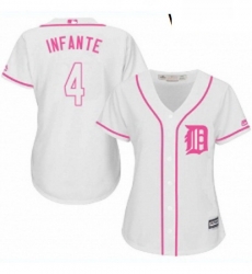 Womens Majestic Detroit Tigers 4 Omar Infante Authentic White Fashion Cool Base MLB Jersey Womens Majestic Detroit Tigers 4 Omar Infante Authentic White Fashion Cool Base MLB Jersey
